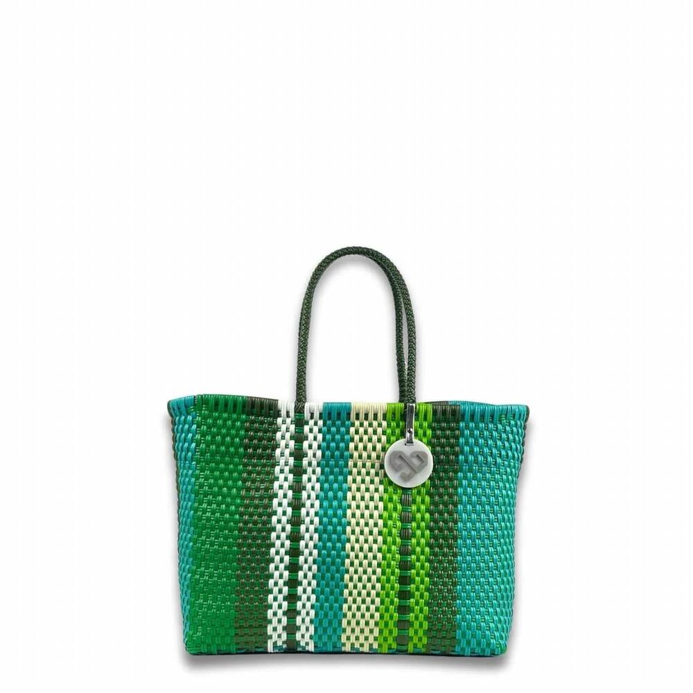 NEW MARIA VICTORIA women's handwoven recycled plastic small tote bag in vintage